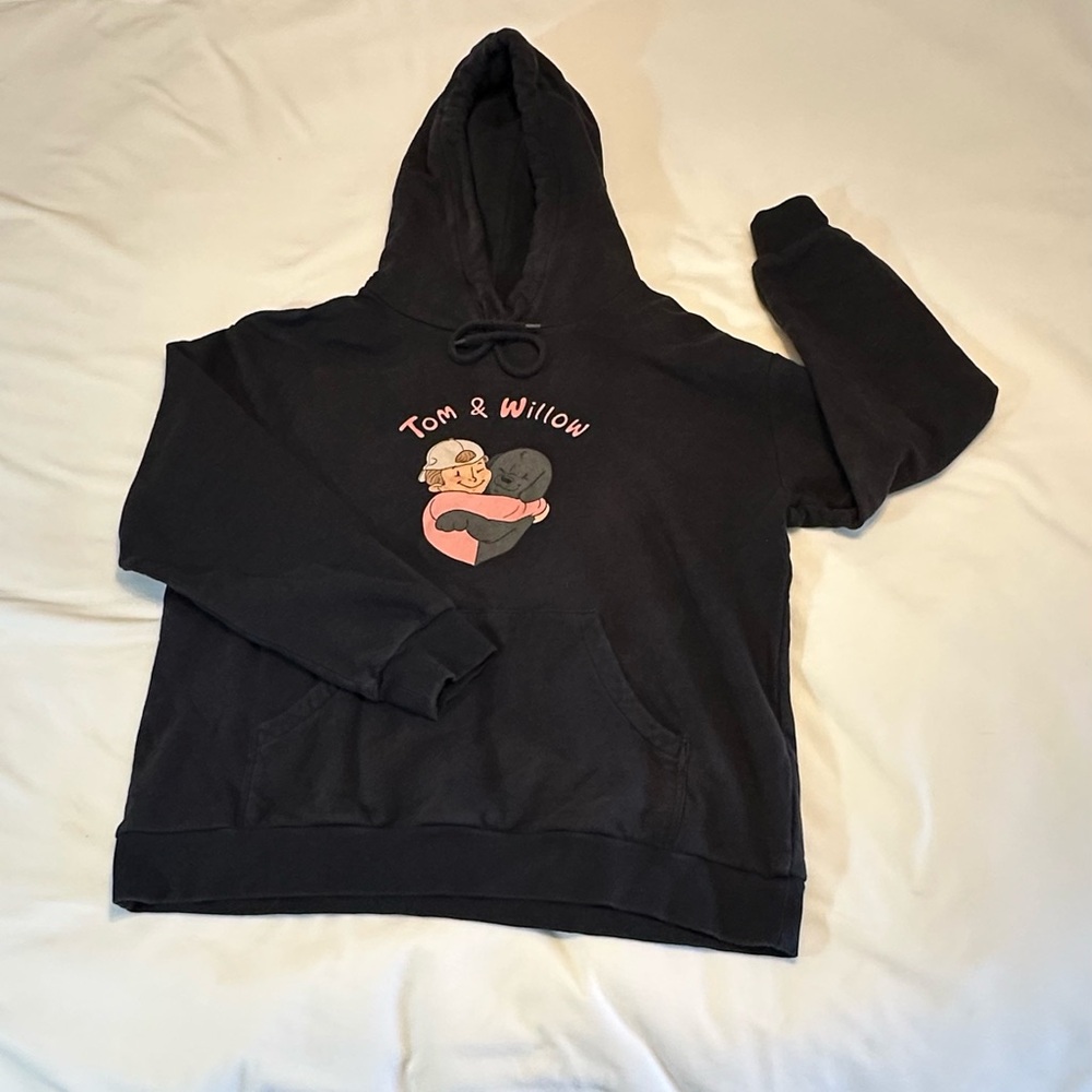 Black Hoodie with Graphic Design Tom Felton